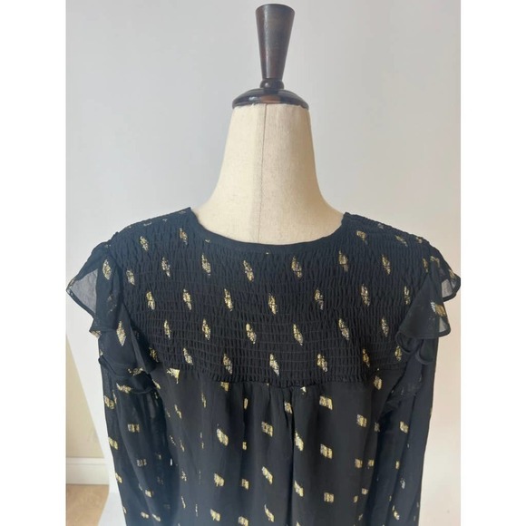 Whistles Metallic Dobby Top in Black and Gold - Picture 10 of 16